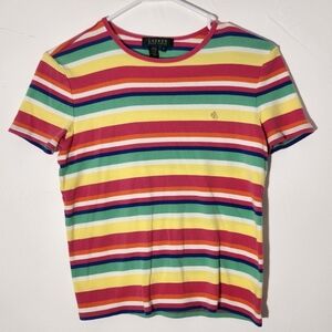Lauren Ralph Lauren Women's Colored Striped Top Sz Small